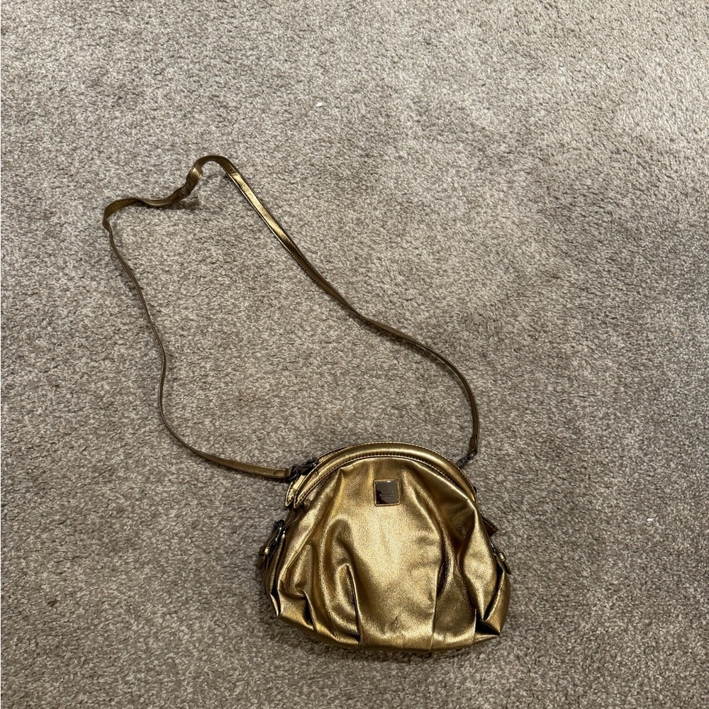 Elegant Gold Faux Leather Women's Crossbody Bag